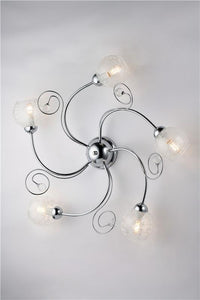 PLAFONIERA DESIGN MODERNO IN METALLO COLORE CROMATO E14 5 LUCI 46 WATT 65X65X23 CM