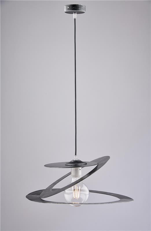 SUSY LAMPADARIO IN METALLO DESIGN MODERNO COLORE NERO E ARGENTO E27 1 LUCE 57 WATT40X80 CM