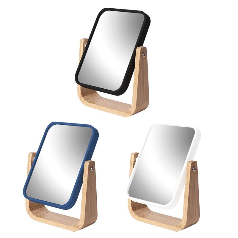 MAURY'S SPECCHIO STRIPES 18X13 CM CON BASE IN BAMBOO, SPECCHIO BASCULANTE DA TAVOLO COLORI ASSORTITI