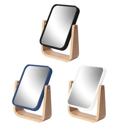 MAURY'S SPECCHIO STRIPES 18X13 CM CON BASE IN BAMBOO, SPECCHIO BASCULANTE DA TAVOLO COLORI ASSORTITI
