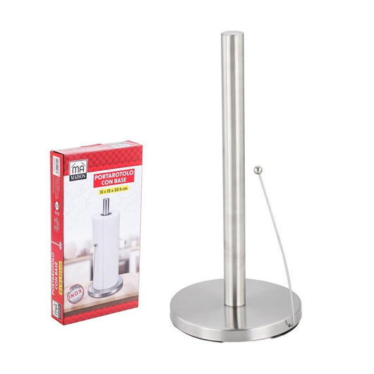 MA MAISON PORTA ROTOLO CON BASE IN ACCIAO INOX 15X15X33 CM