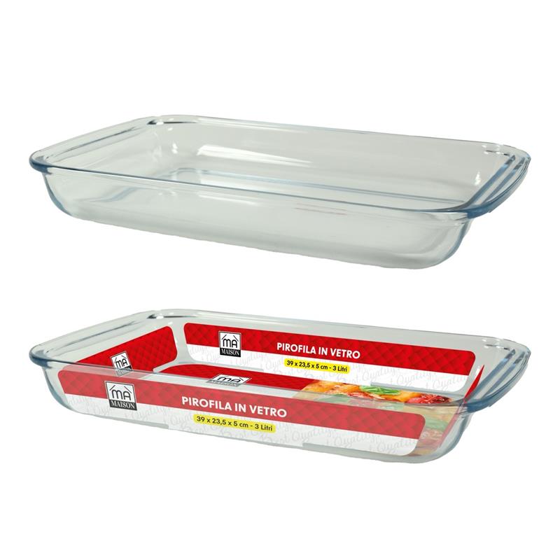 MA MAISON BAKER PIROFILA IN VETRO RETTANGOLARE 39X23,5X5 CM CAPIENZA 3 LITRI