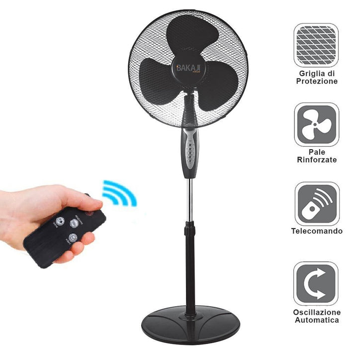 Ventilatore Colonna Piantana 45W 40cm 3 Velocità Telecomando Timer Regolabile