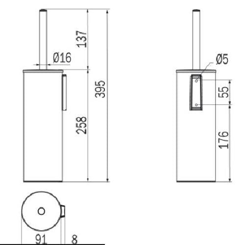 Portascopino da parete/da appoggio serie Mito - Inda Finitura:: Nickel Spazzolato