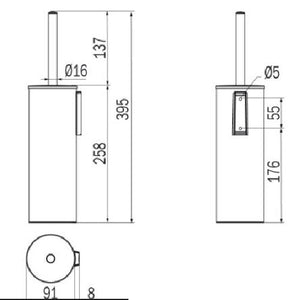 Portascopino da parete/da appoggio serie Mito - Inda Finitura:: Nickel Spazzolato