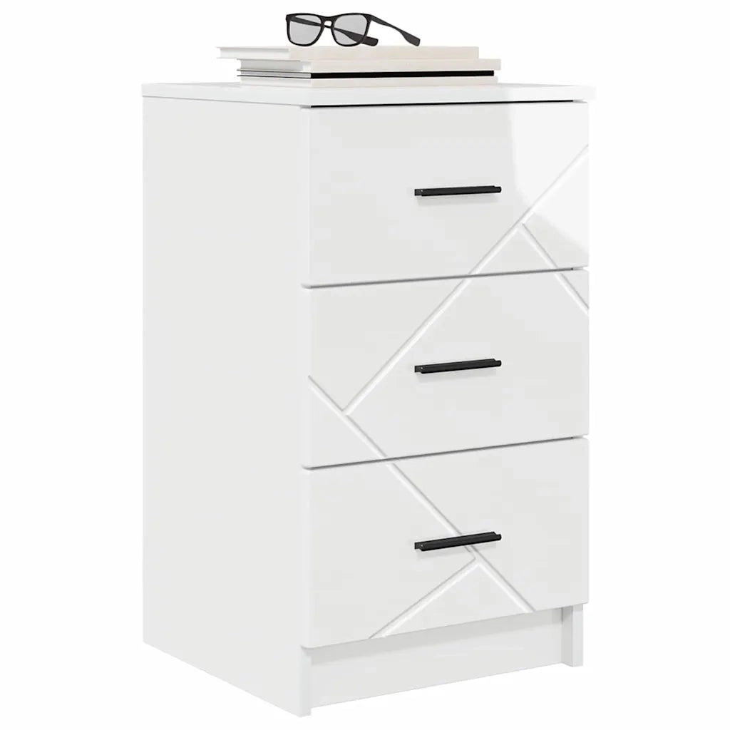 Comodino | Armadio da Notte | Mobiletto da notte con cassetto Bianco lucido 38 x 38 x 66 cm