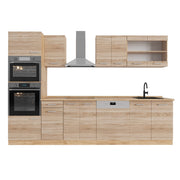Cucina componibile R-Line Sonoma/Rovere dorato 300 cm con armadio alto, PL Rovere Vicco