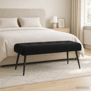 Panchina con bottoni imbottiti Nero 110 x 40 x 46 cm Velluto 42038535