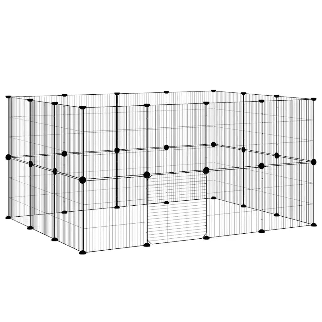 Gabbia per Animali 28 Pannelli con Porta Nero 35x35 cm Acciaio 3114044