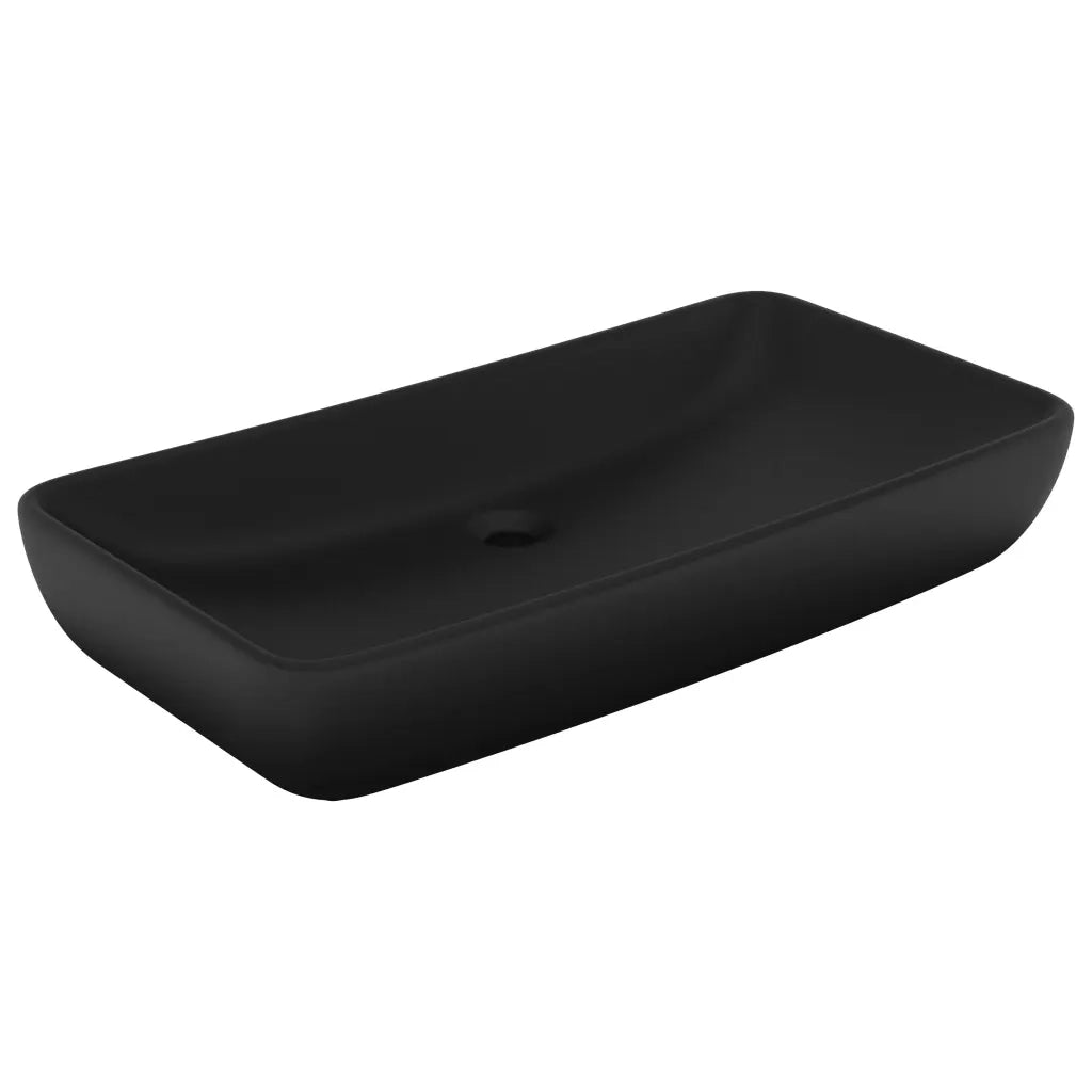 Lavandino Lusso Rettangolare Nero Opaco 71x38 cm in Ceramica CFW2719847