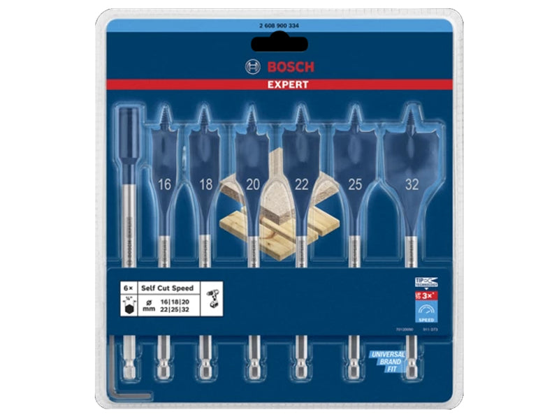 KIT 7 PEZZI MECCHIE BOSCH  DIAMETRI 16,18,20,22,25,32mm SELFCUT - 2608900334