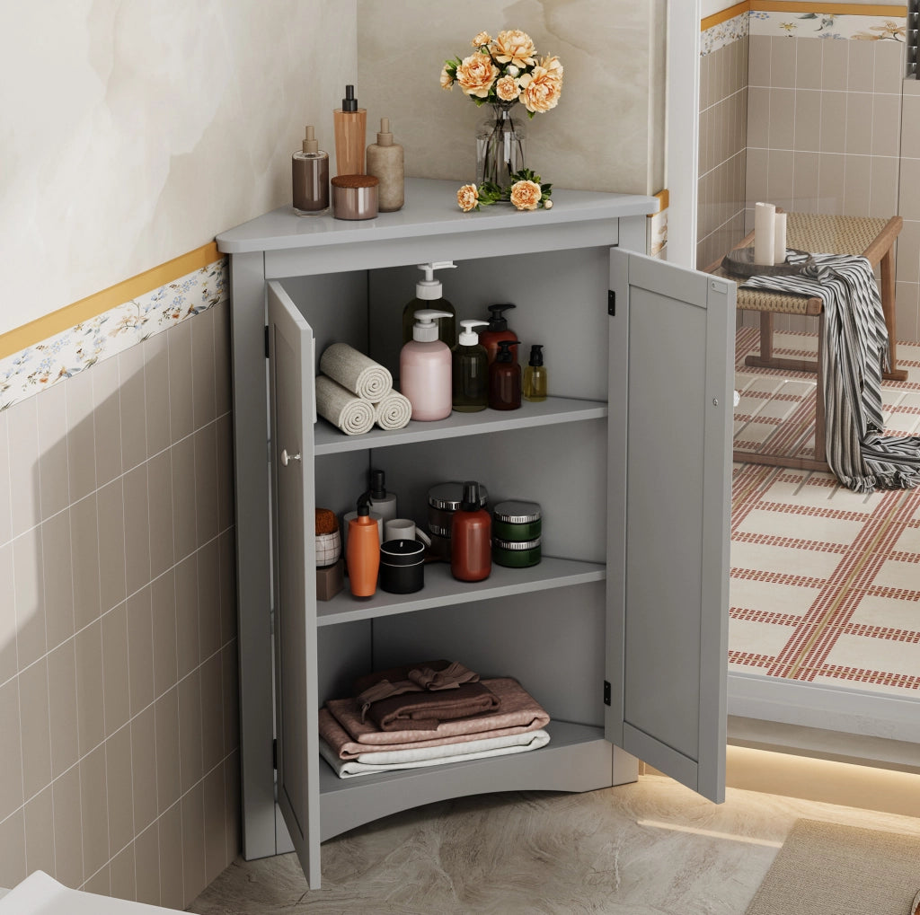 Mobile angolare da bagno grigio a 2 ante; 61;5 x 80 cm in MDF laccato