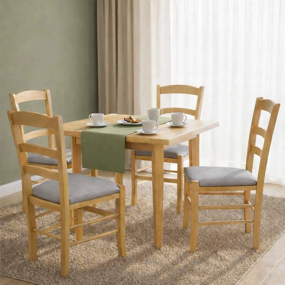 Sedie da sala da pranzo Paesana in legno naturale seduta imbottita grigio chiaro