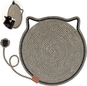Mat Ronzio per Gatti - Mat - mat per gatti - Filo Naturale di Cotone - Modello Orizzontale per Pavimento - Protegge Mobili & Tappeti - 40 cm - Tessuto a Rilievo Nero