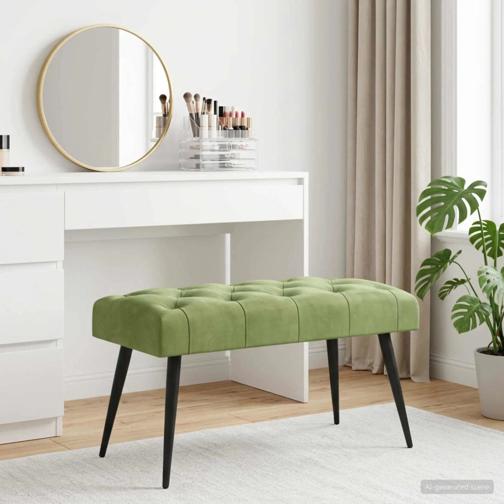 Panchina con bottoni imbottiti Verde chiaro 80 x 40 x 46 cm 42038560