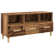 Mobile TV rettangolare moderno con ripiani e cassetti 102 x 35 x 50 cm legno ingegnerizzato finitura legno anticato 02_0058401