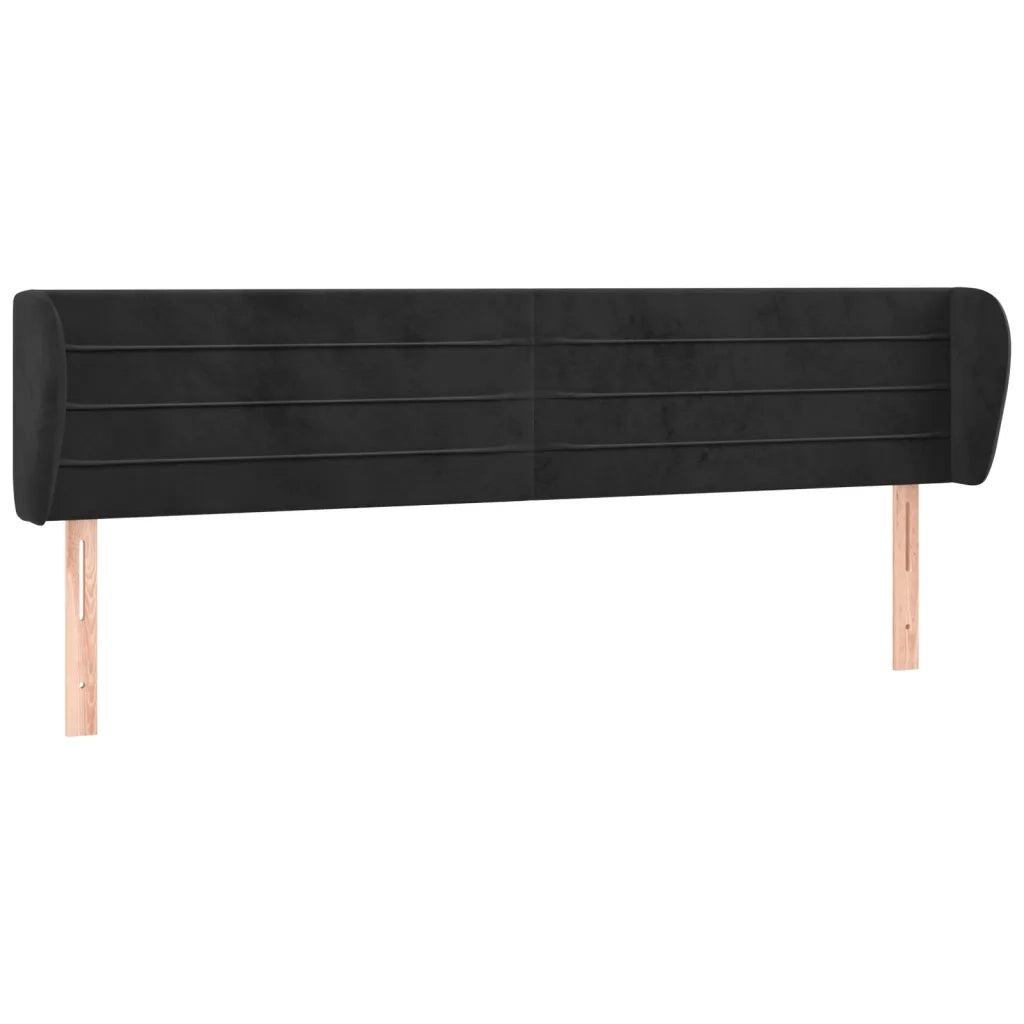Testiera ad Orecchio-Testata con Orecchie Nera 163x23x78/88 cm in Velluto 311840