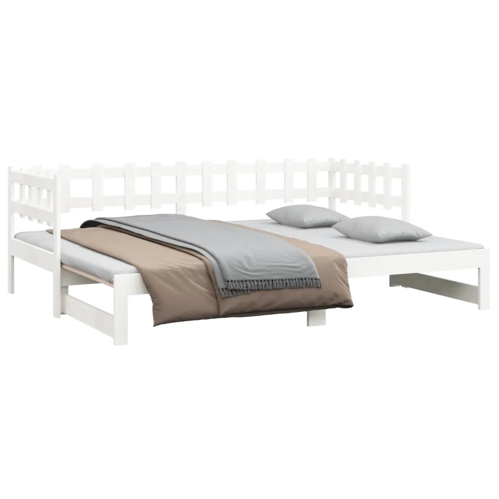 Dormeuse Estraibile Bianca 2x(90x190) cm Legno Massello di Pino 820777