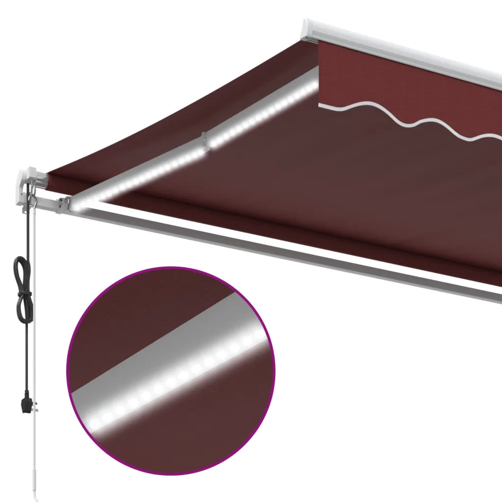 Tenda da Sole Retrattile Automatica con LED Bordò 350x250 cm 3214973