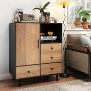 Cassettiera con 4 cassetti, credenza da cucina con piano e vano aperto, credenza da cucina, in legno, 80 x 45,5 x 97,5 cm