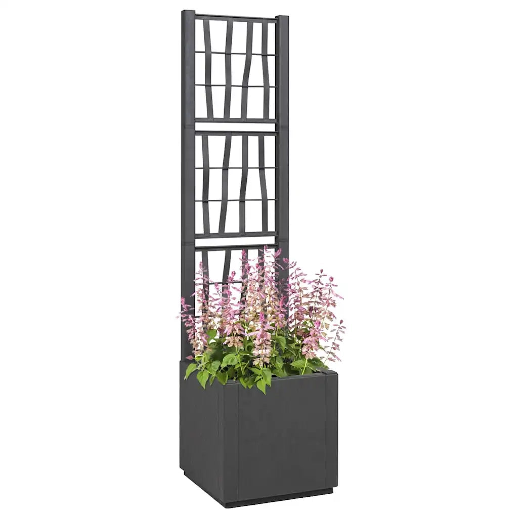 Vaso da Giardino con Trellis Grigio Scuro 36 x 36 x 140 cm PP 42006500