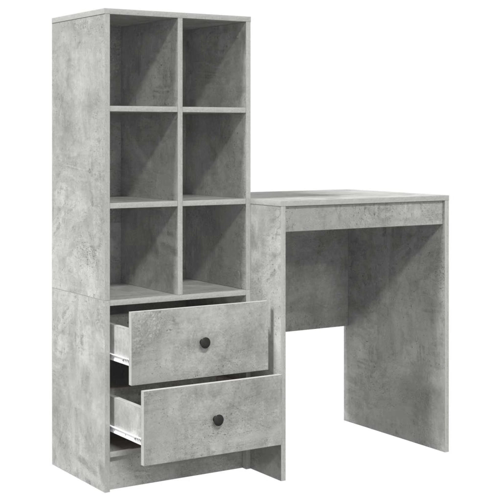 Scrivania con cassetto con lo scaffale 2 pcs Grigio cemento 3337340