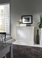 Madia credenza in legno 1 porta 1 cassetto shabby chic bianco l.125 p.57 h.113