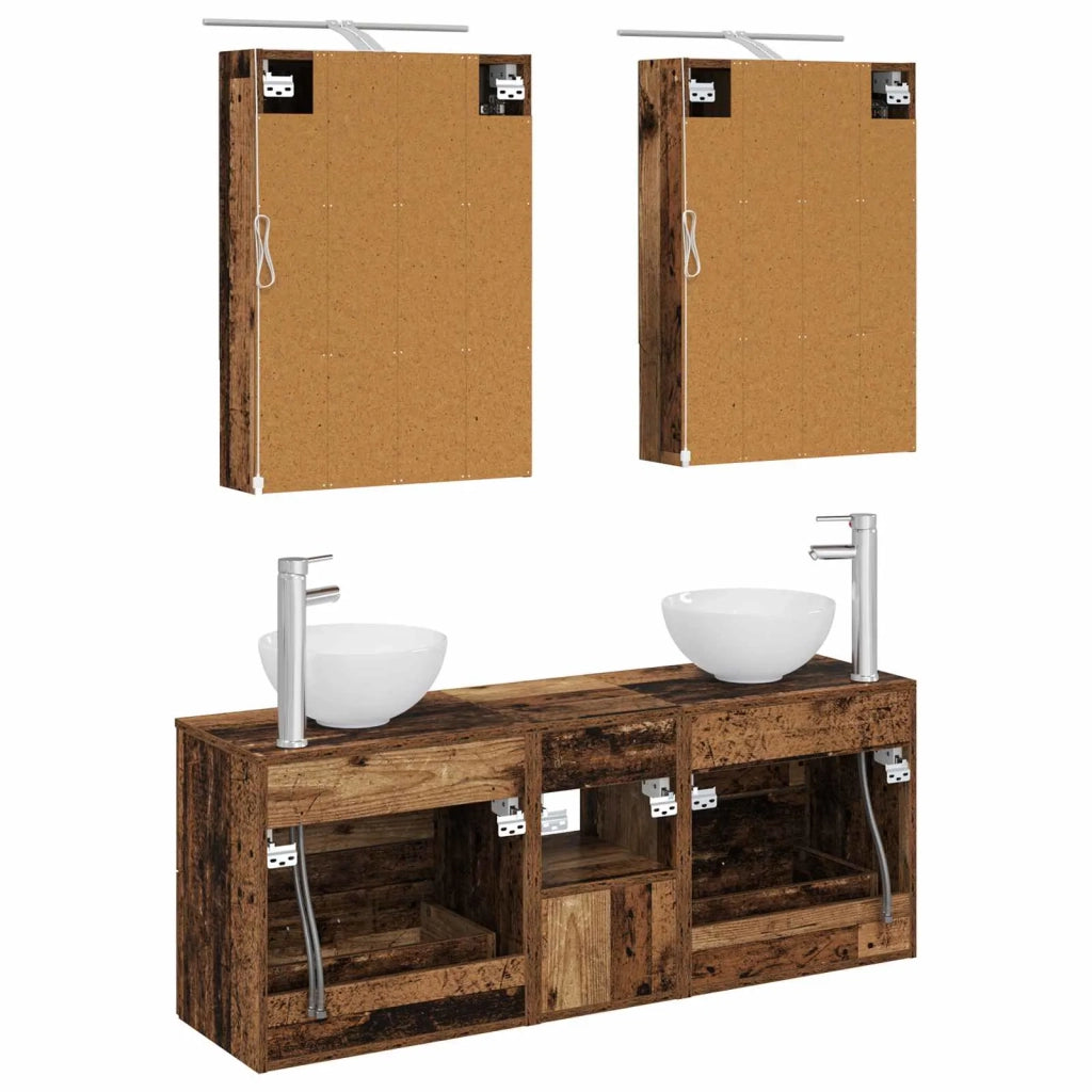 Set di Armadi da Bagno 5 pcs Legno antico 50 x 14,5 x 70 cm 3406685