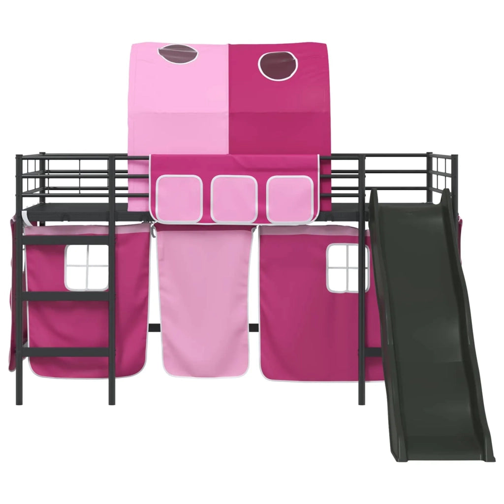 Struttura del letto loft per bambini Nero e rosa 107 x 200 cm