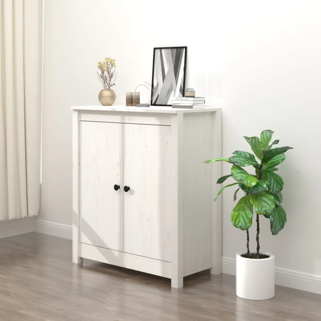 Credenza Bianca 70x35x80 cm in Legno Massello di Pino cod mxl 14102