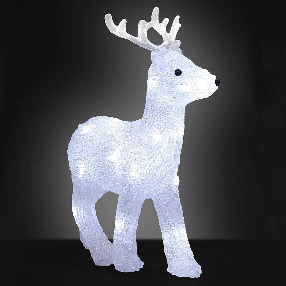 Cervo a LED in Acrilico Addobbo Natalizio 32x25x9cm Fiabesco Esterni con IP44 Cavo 5m