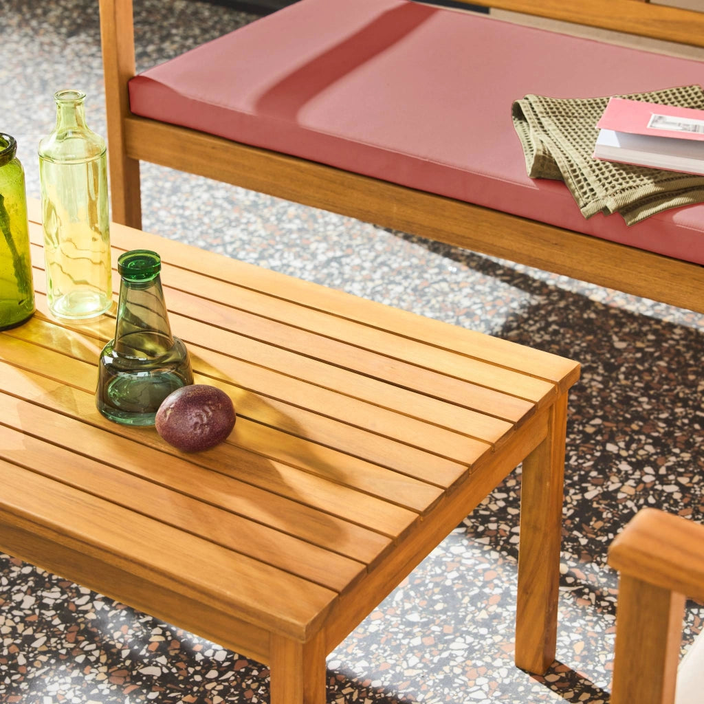 Salotto da giardino in legno di acacia, 4 posti, terracotta