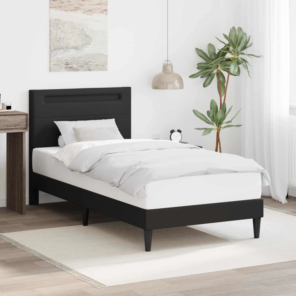 Struttura del letto con strisce LED Nero 80 x 200 cm Similpelle 42028004
