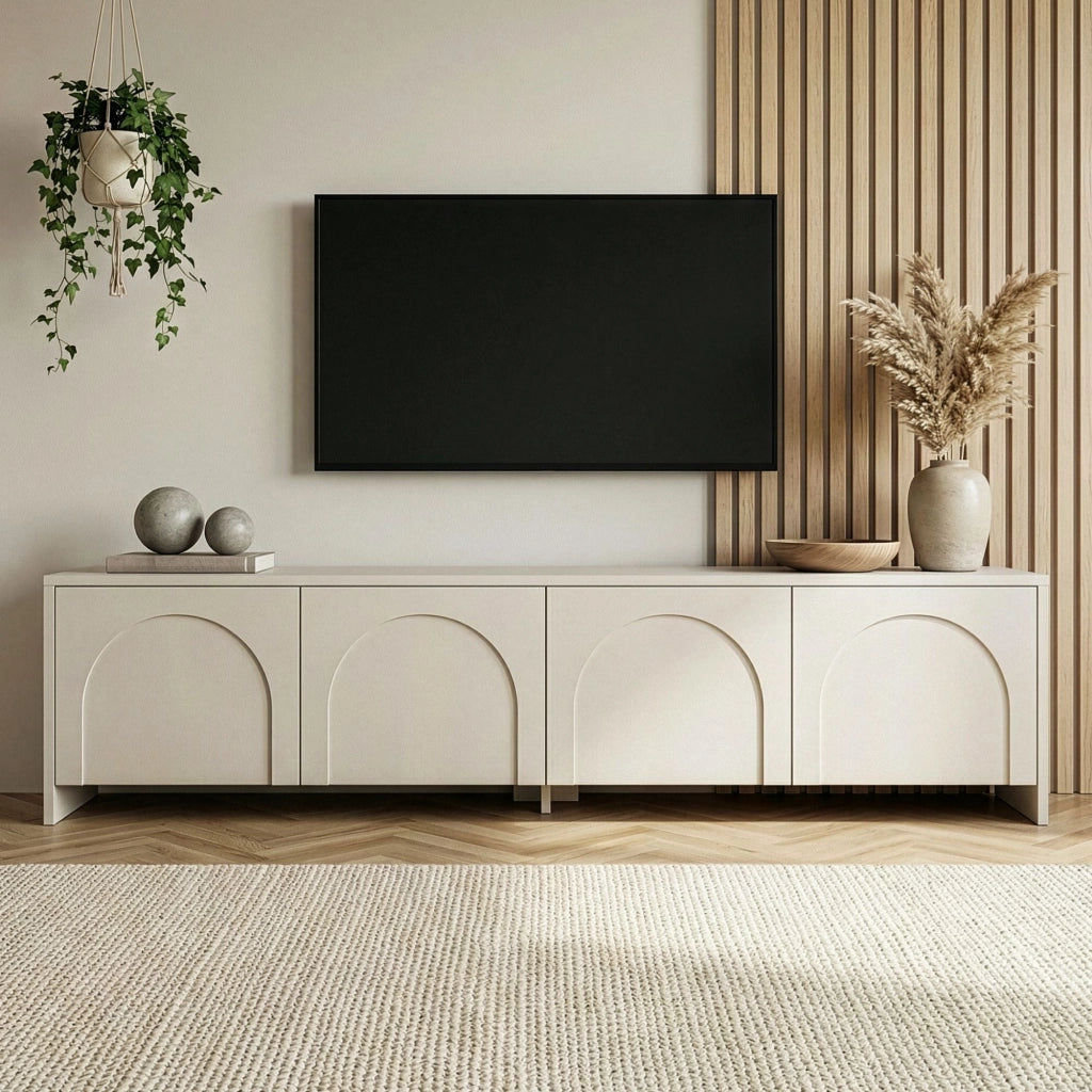 Porta TV in legno "Aurelia" - 180 x 32 x 45 cm - Crema