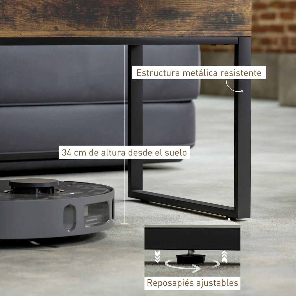 Tavolino da caff¨¨ elevabile con piano scorrevole ¨C zephmum ¨C 100x45x67 cm marrone r¨²stico