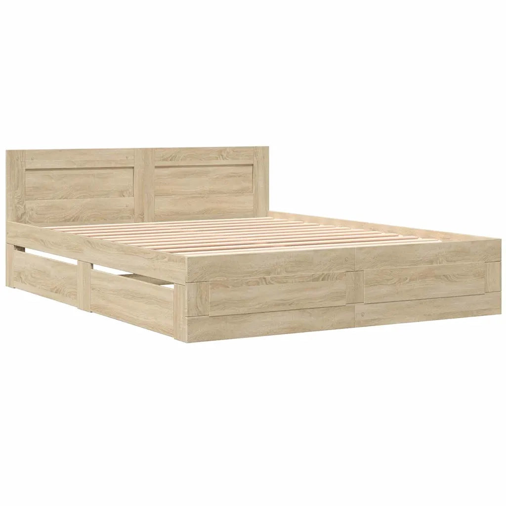 Struttura del letto 2 pcs Sonoma 153 x 203 cm Legno multistrato 3402855