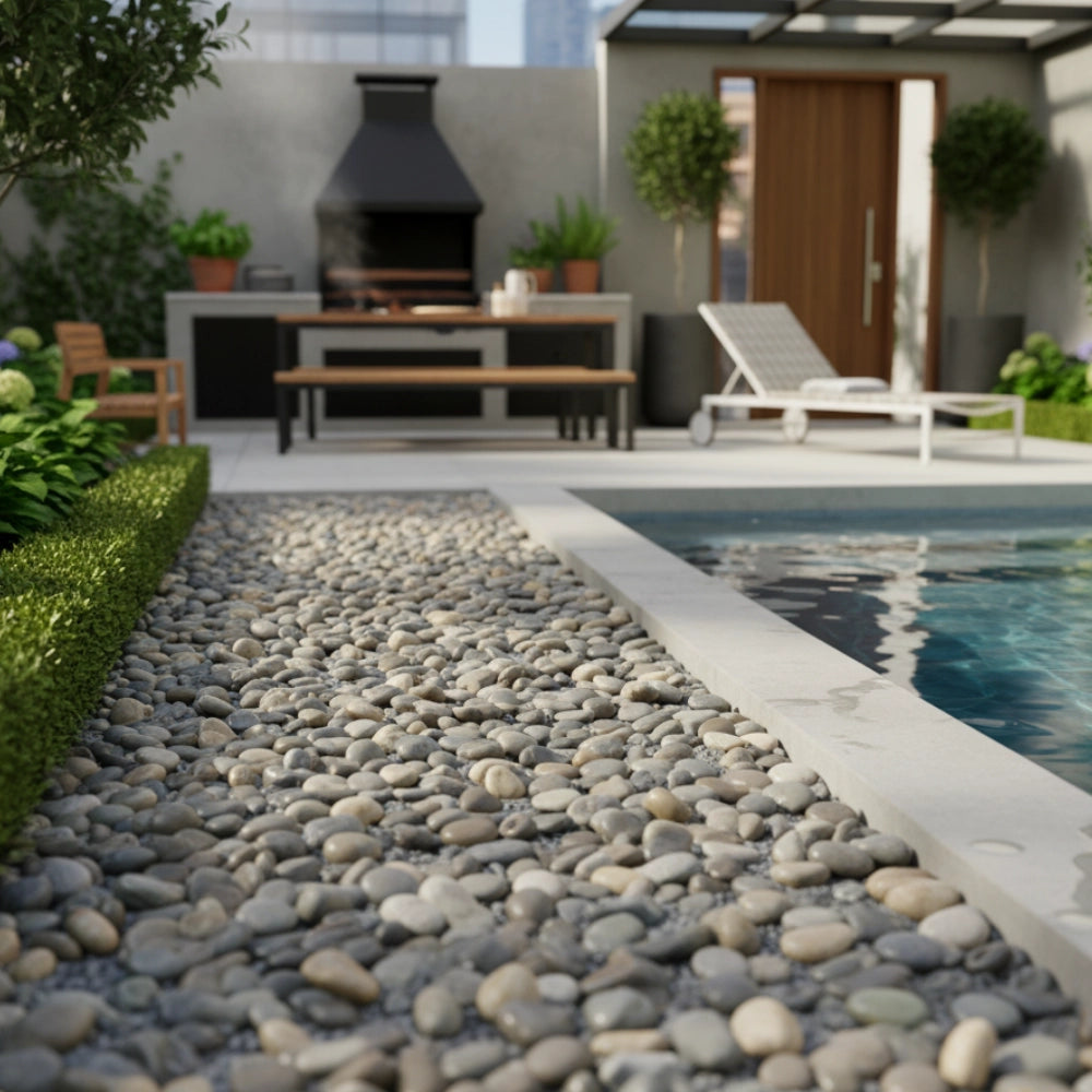 Ciottoli occhialino grigio naturale per design outdoor *** misura 15/25, formato 25 kg, confezione 1