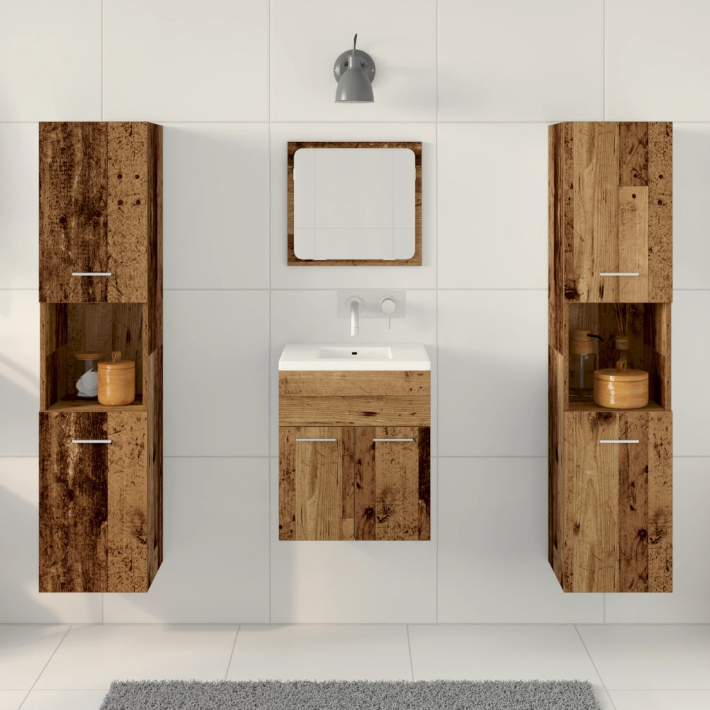Set di mobili per bagno 4 pezzi - Legno antico in legno ingegnerizzato