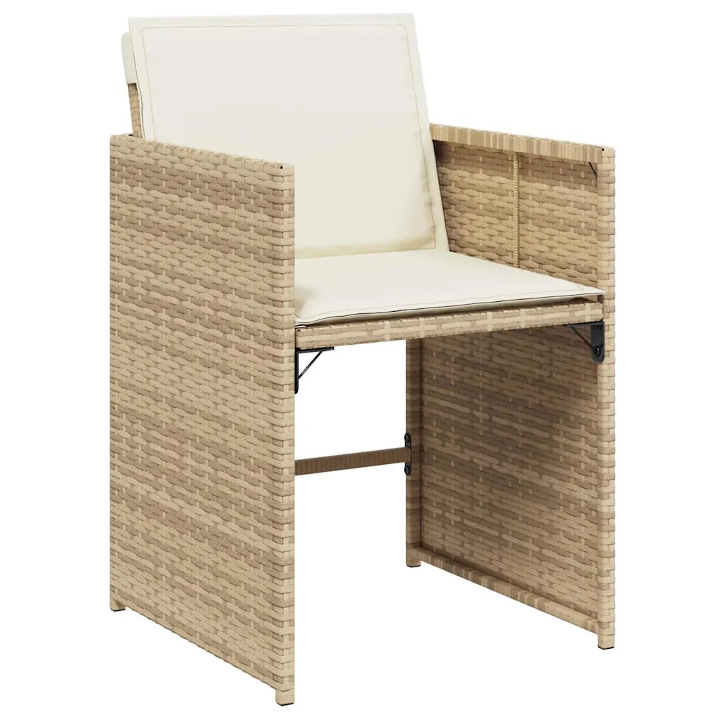 Set da Pranzo per Giardino con cuscino 5 pcs Beige polyrattan 3379988