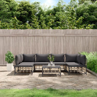 Set Divani da Giardino 7 pz con Cuscini Antracite in Polyrattan 3186789