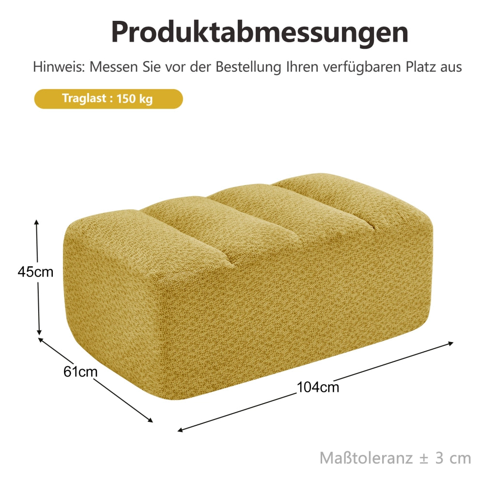 Divano modulare senza struttura in Granular Fleece giallo con ottoman