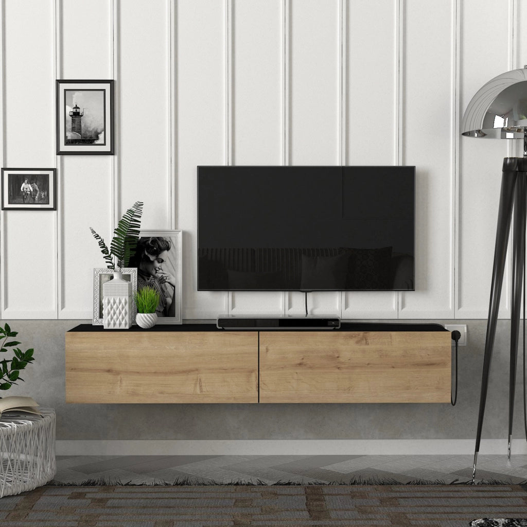 Toivakka Mobile TV da Parete 135x31x25 cm Nero / Effetto Rovere [en.casa]