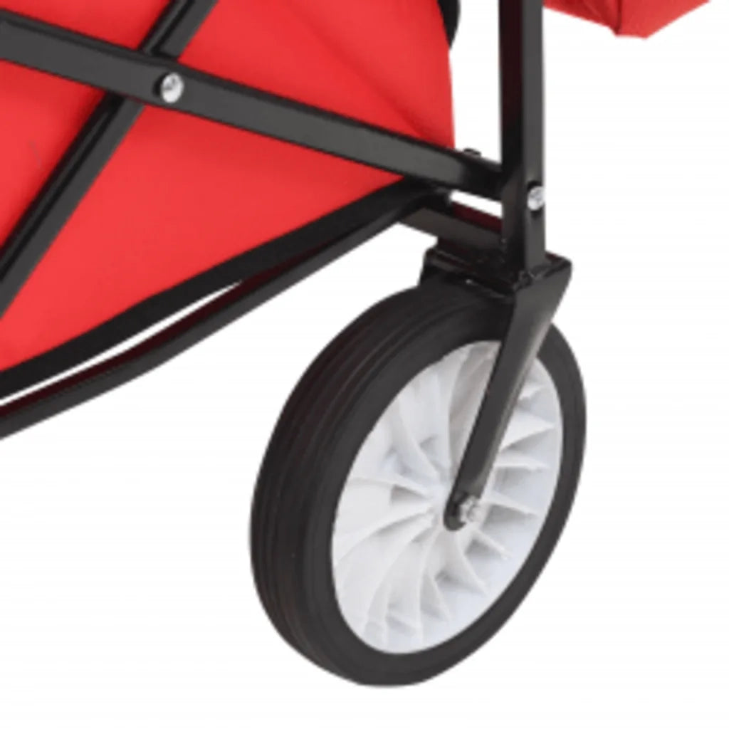 Carrello Pieghevole a Mano con Tettuccio in Acciaio Rosso CFW6307514