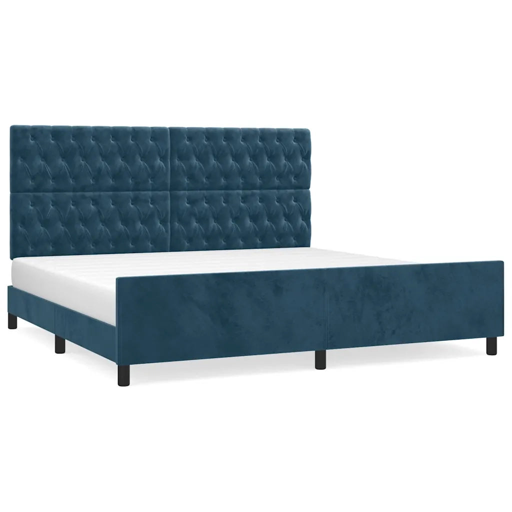 Giroletto con Testiera Blu Scuro 200x200 cm in Vellutocod mxl 97989