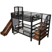 LETTO a soppalco 90x200 cm in metallo nero con scivolo e scala contenitore