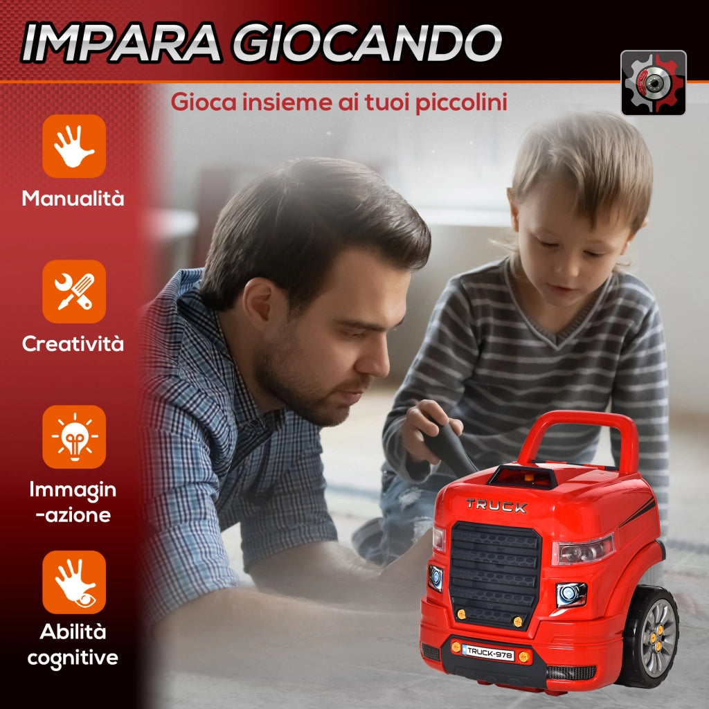 Casetta Camion Giocattolo con Accessori ¨C Zephmum ¨C Rosso 40x39x47cm