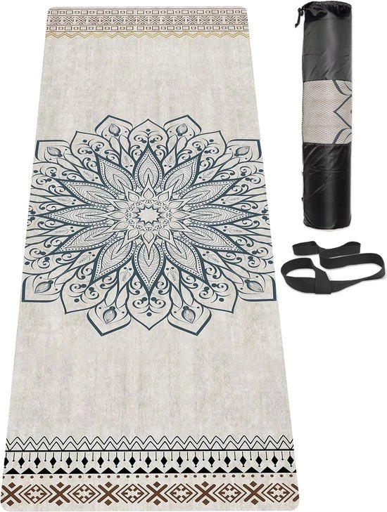 Mat di yoga, antiscivolo, pannello di allenamento e training ecoamico con cinturino, grande tappetino per yoga, pilates e fitness (183 cm x 61 cm x 6 mm)