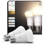 Philips Hue lampadine smart led E27, luce bianca calda 2700K, 1100 lumen, dimmerabile, confezione da 2, compatibile Alexa e Google