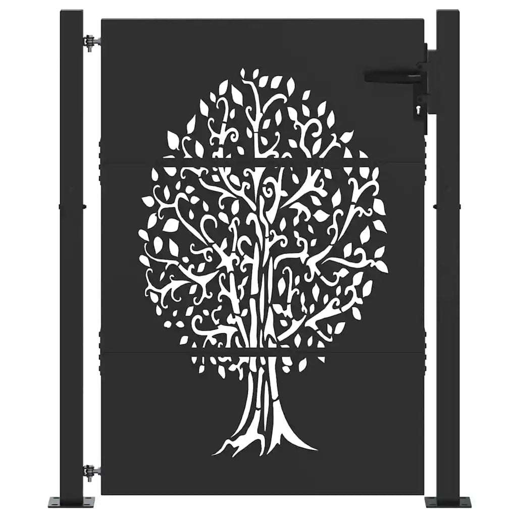 Cancello da giardino con blocco Nero 110 x 130 cm