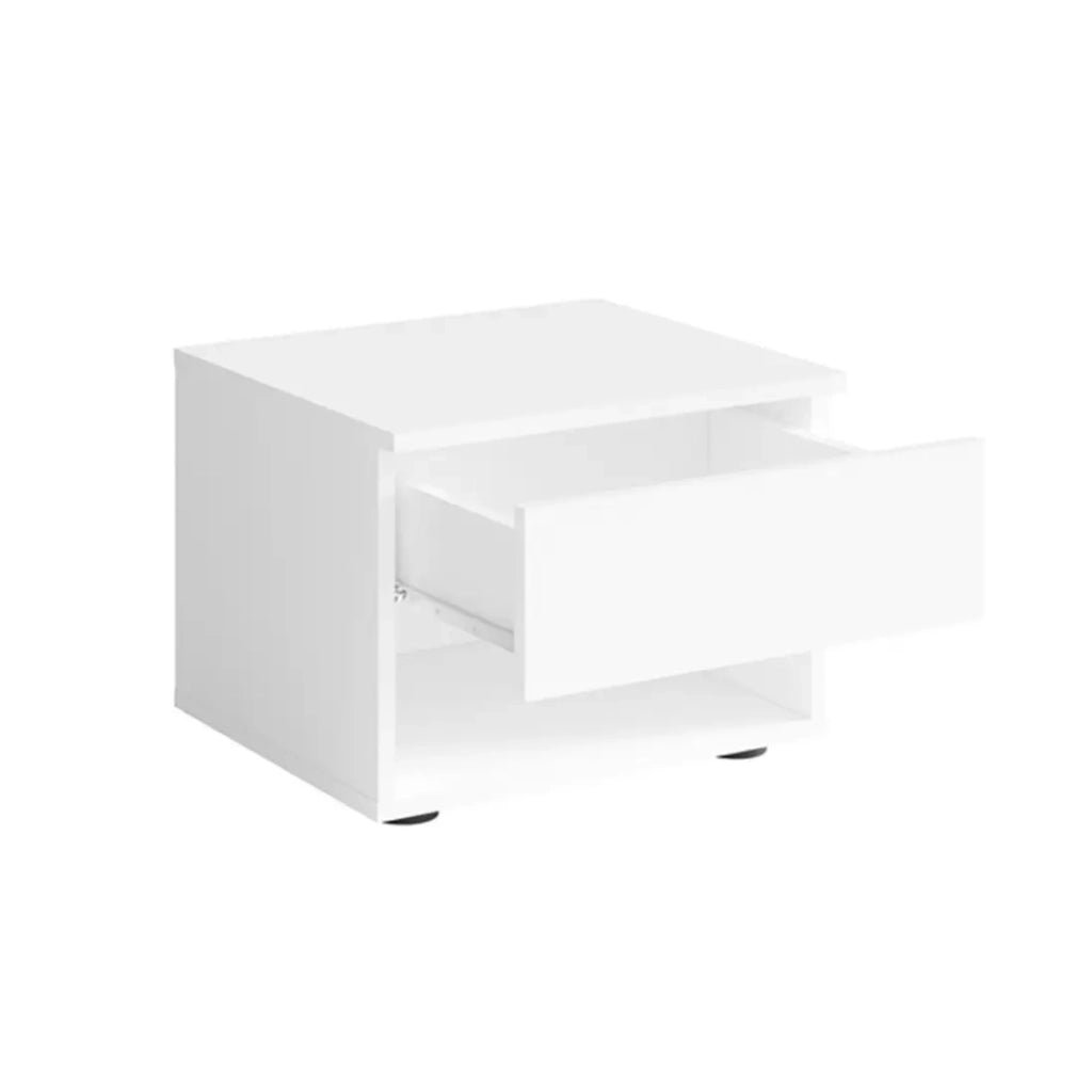Set di 2 comodini - 1 ripiano e 1 cassetto - bianco - Collezione NOFI